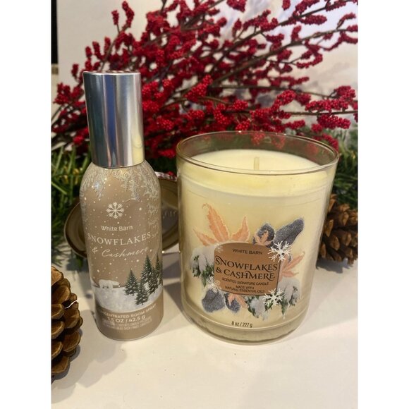 Bath & Body Works “Snowflakes & Cashmere” NEW Single Wick Candle & Room Spray - Picture 1 of 8